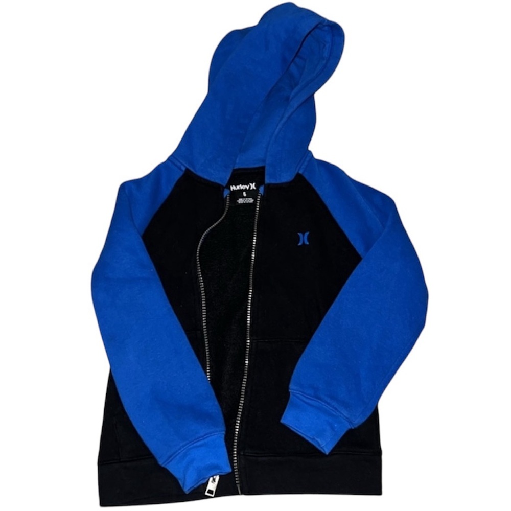 Hurley Zip Up Hoodie Black And Royal Blue